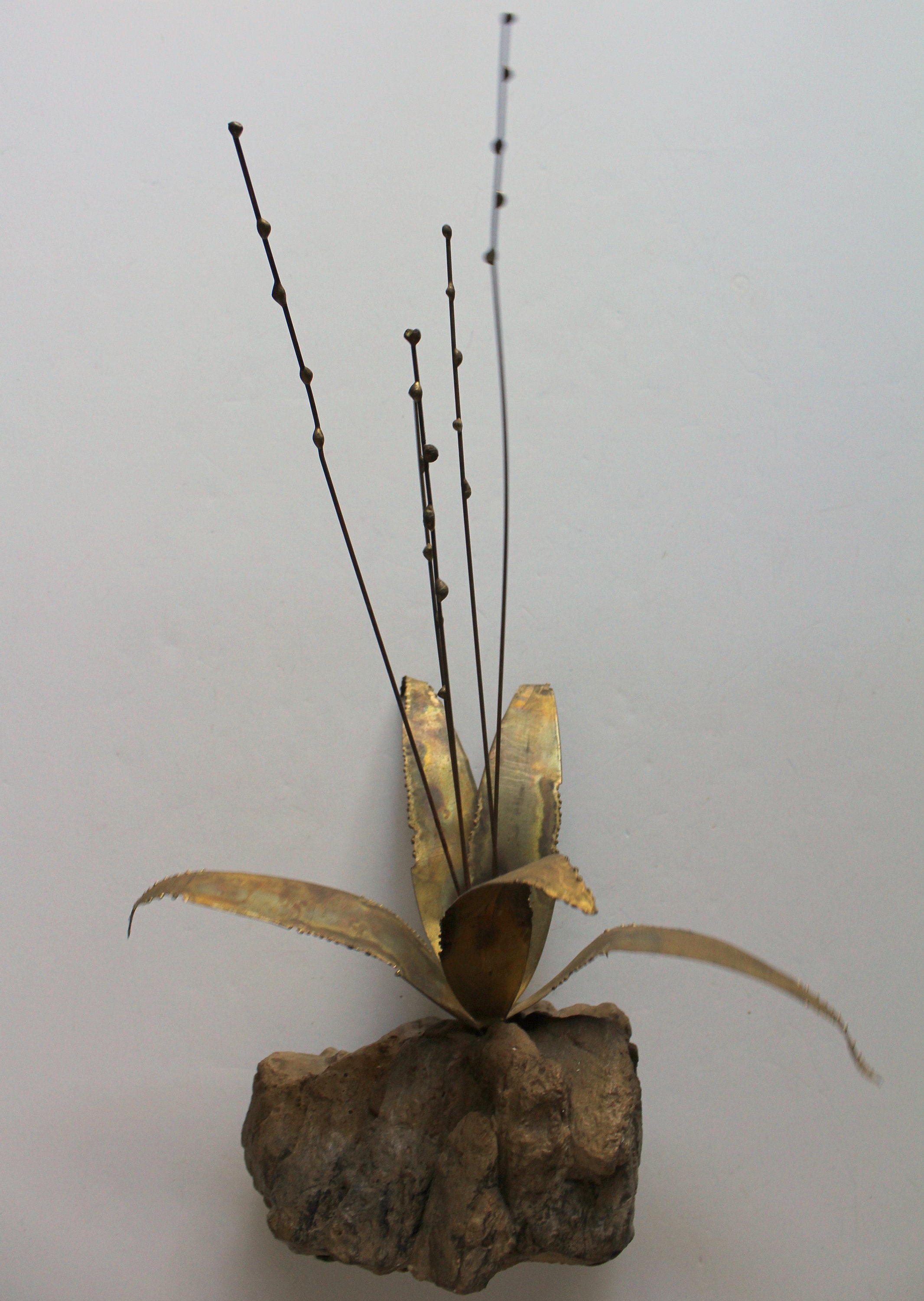 Vintage Brass Plant Sculpture With Rock Base 1960s - Etsy