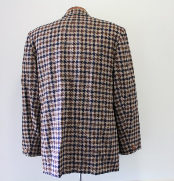 Vintage Pendleton Tan and Blue Plaid Wool Blazer … - image 8