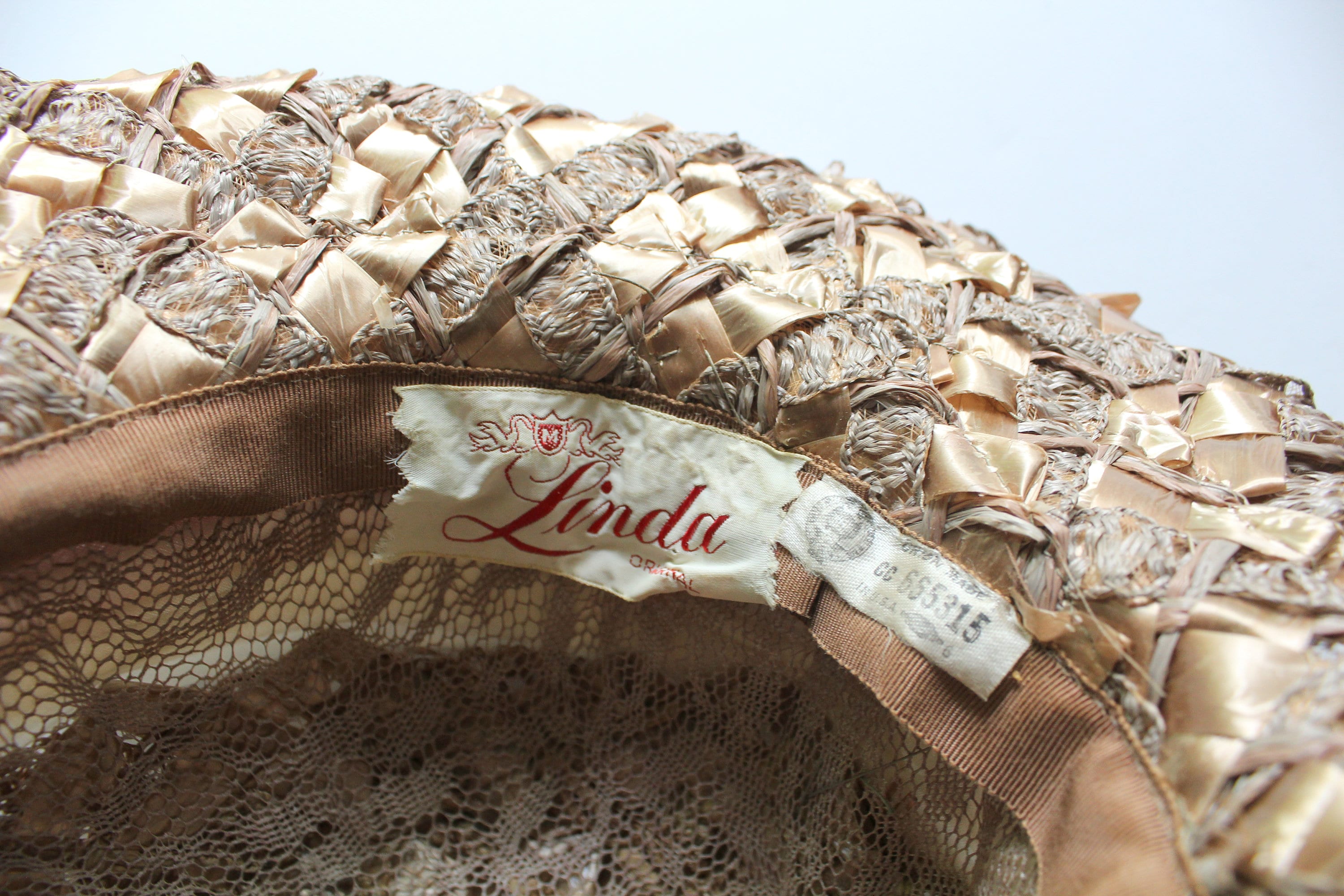 Vintage Linda Originals Cream Union Made Dress Hat 1960s Mesh Bow Epppp!!! We main image 2