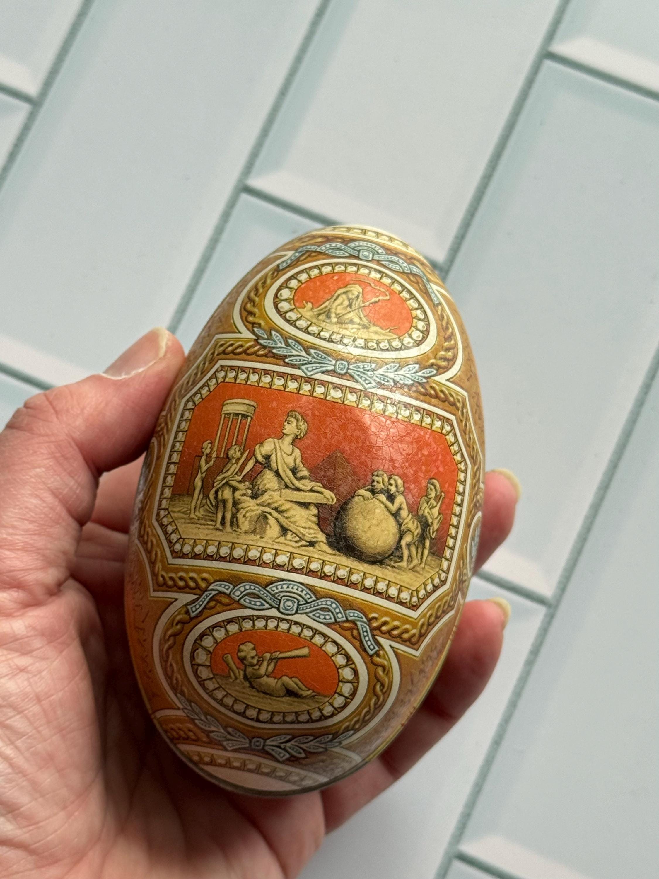 Vintage Vincenzo Tin Litho Egg Faberge Design Imperial Cameo