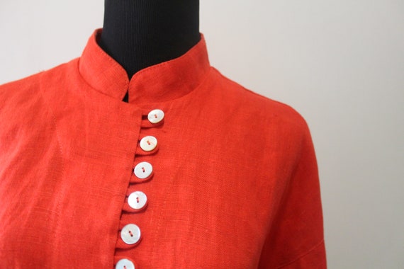 Vintage Women's Jan Barboglio Orange Linen Blouse