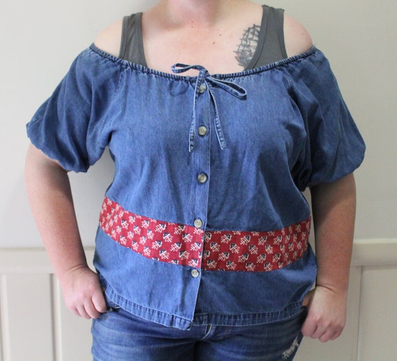 Vintage Proudly Plus Women's Denim Off The Should… - image 1