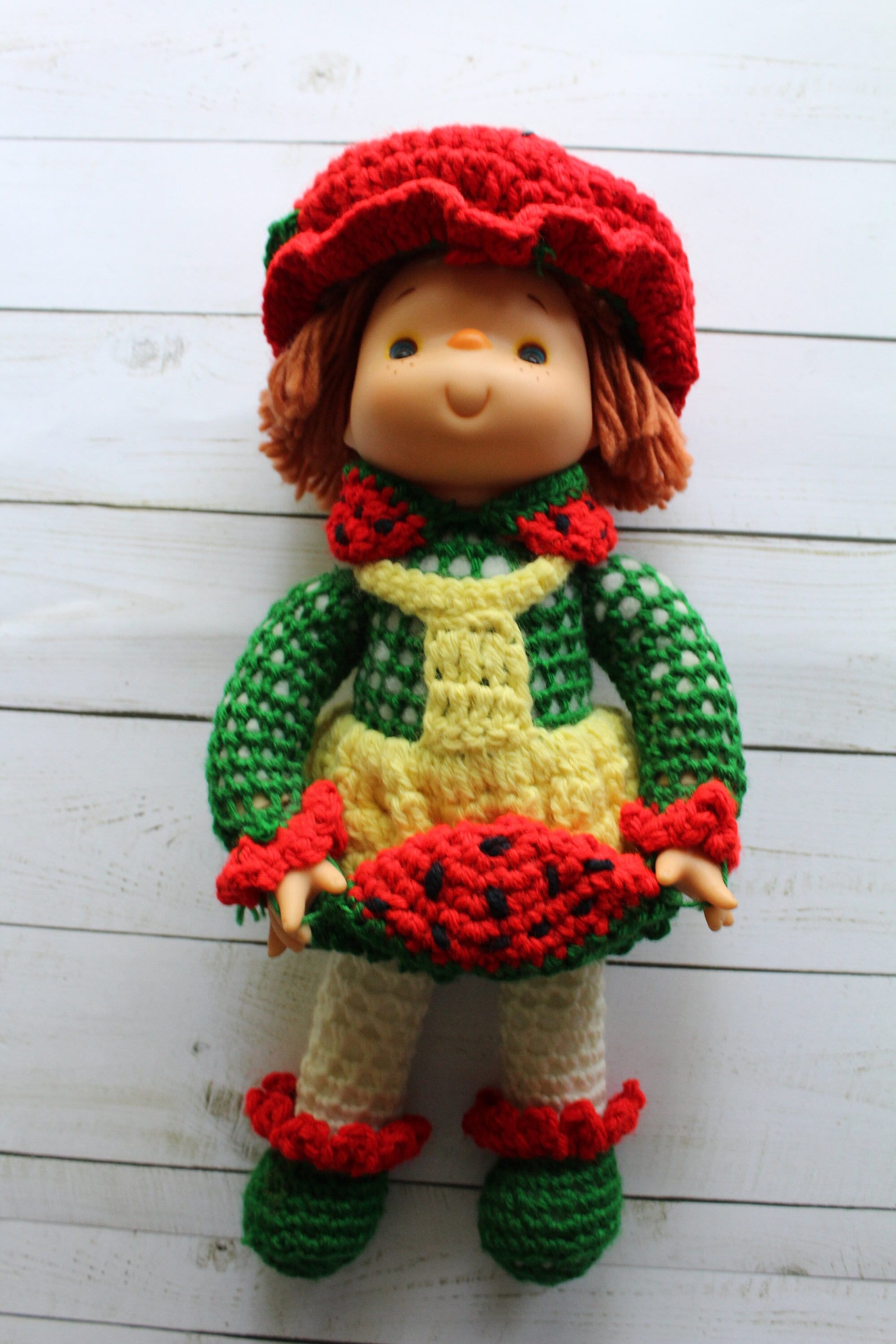 Vintage Lollipop Lane Watermelon Slice Yarn Head Doll Made  display picture 1