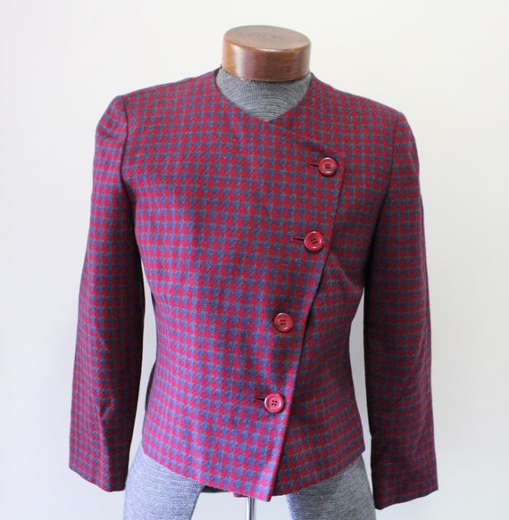 Vintage Pendleton Plaid Wool Hounds Tooth Blazer … - image 1