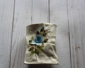 Vintage Blue Rose Pattern Ceramic Gift Bag Planter 1985