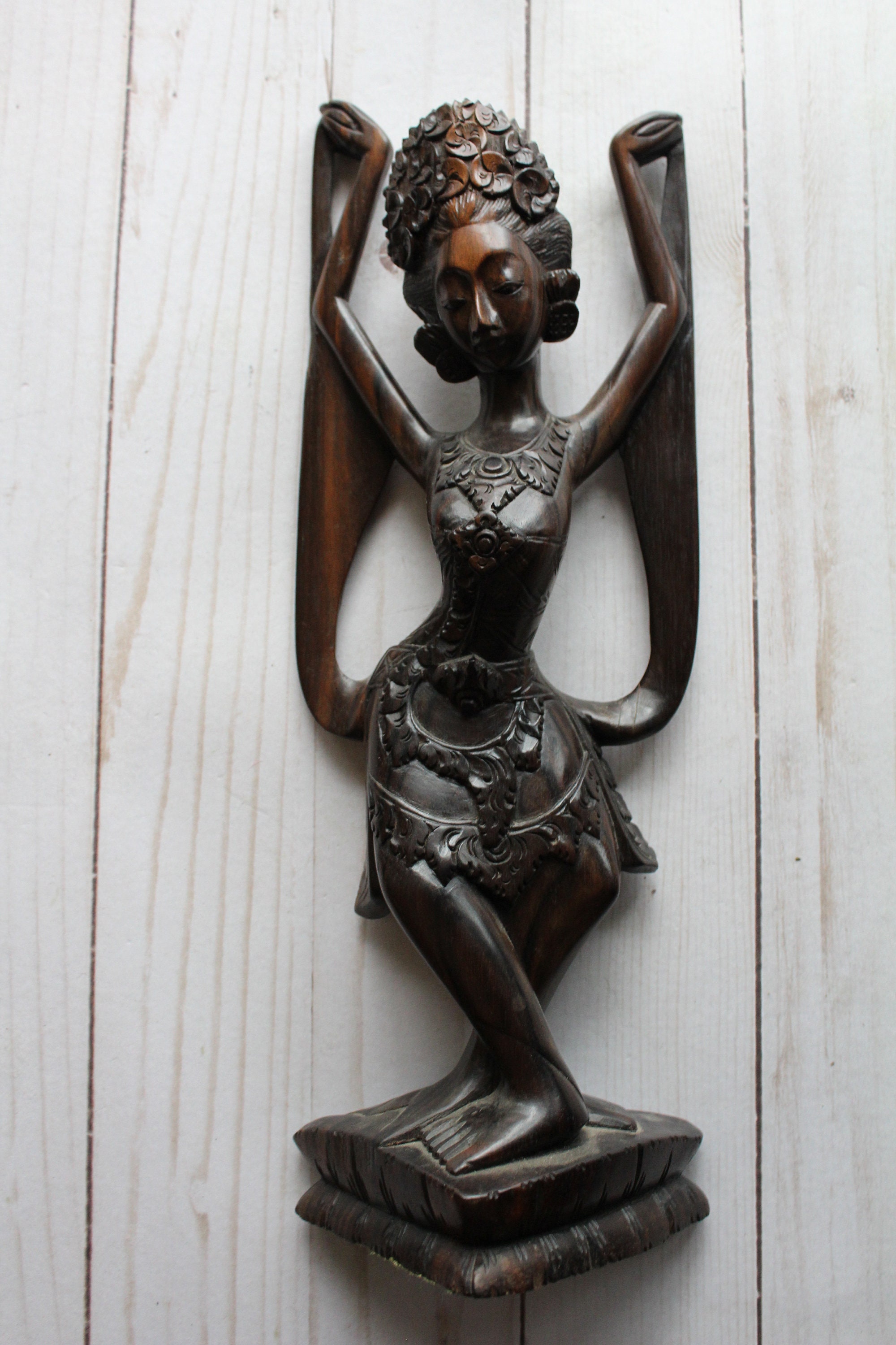 大きめ ヴィンテージ フィギュア 置物 バー 貴婦人 レディー 50年代？ 女性 Vintage Hand Carved Wooden Balinese Female Sculpture