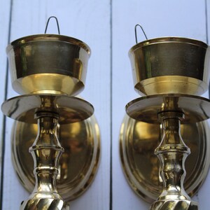 Vintage Twisted Brass Candlestick Holder Wall Sconces 1970s image 5