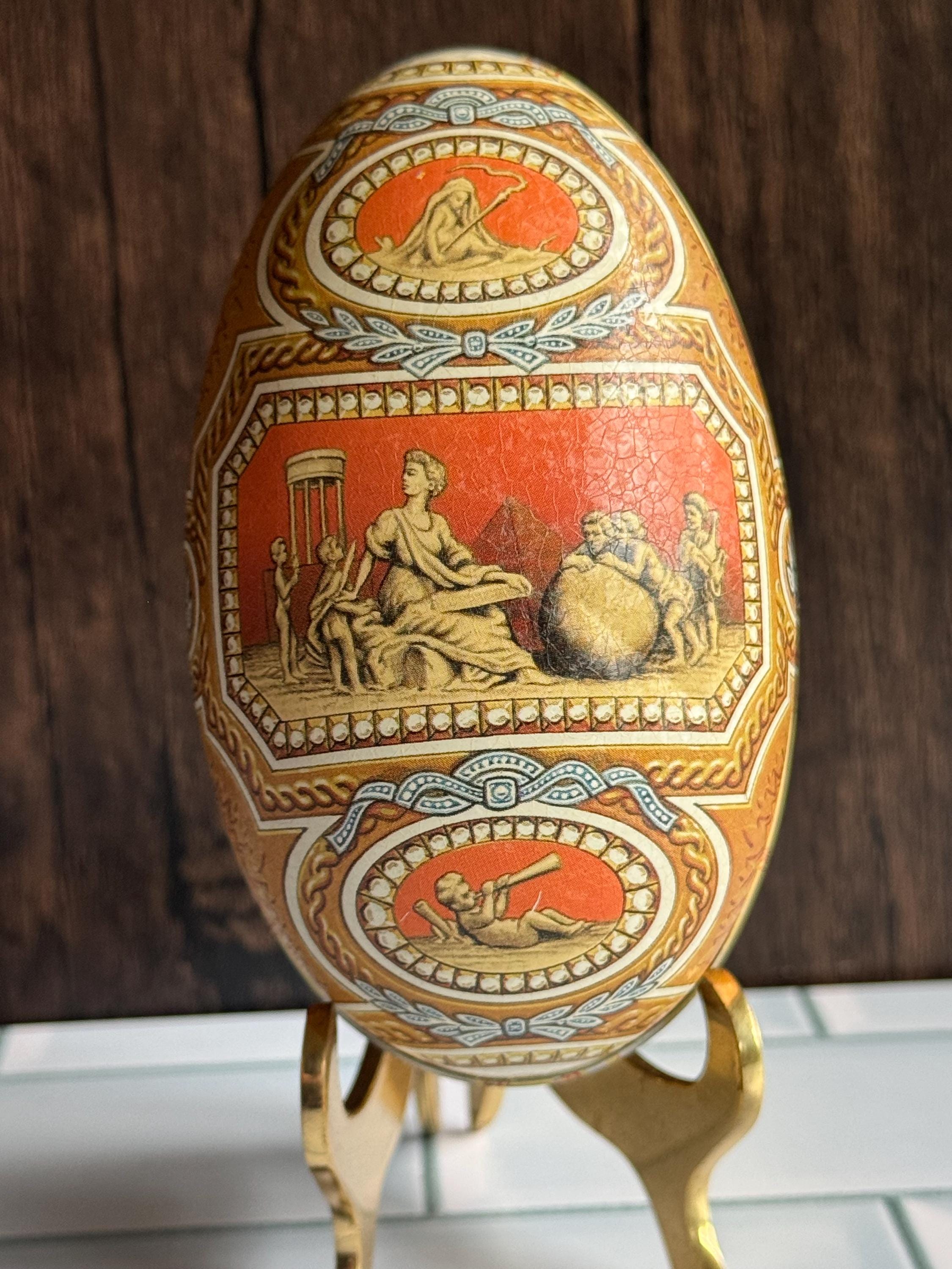 Vintage Vincenzo Tin Litho Egg Faberge Design Imperial Cameo