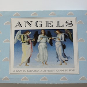 Livro de capa dura Vintage Angels com cartões postais 1989