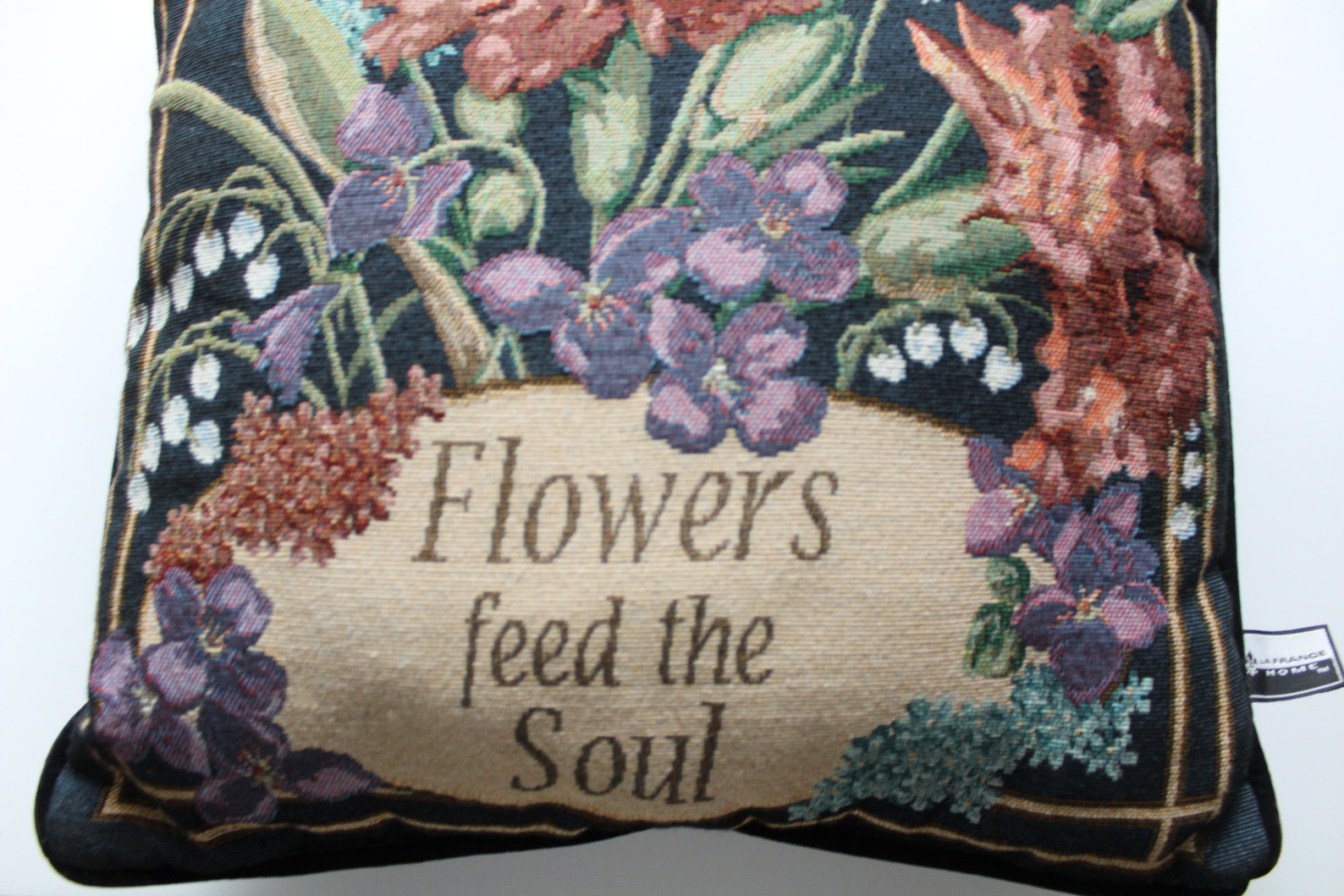 Vintage Flowers Feed The Soul Decorative Tapestry Toss Pillow Etsy