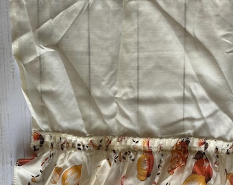Vintage Kitchen Fruit Pattern Two Panel Valance Curtain Set 1970s