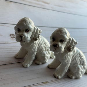 Vintage Paar Keramik Pudel Statuen Made In Japan 1960er Jahre
