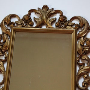 Vintage Large Homco Decorative Golden Rose Filigree Framed Mirror Wall Art 1982