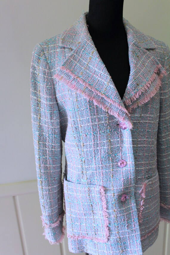 Vintage Doncaster Three Button Blue and Pink Suit… - image 5