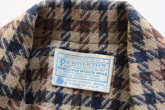 Vintage Pendleton Tan and Blue Plaid Wool Blazer … - image 2