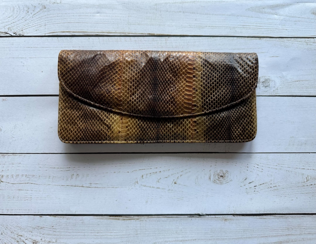 70’s Leather and Snakeskin Clutch W/ Chain Handle main image 1