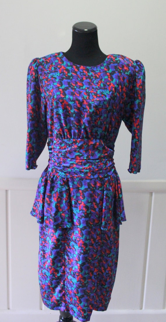 Vintage Shelly Michaels Brand Splatter Print Dres… - image 1
