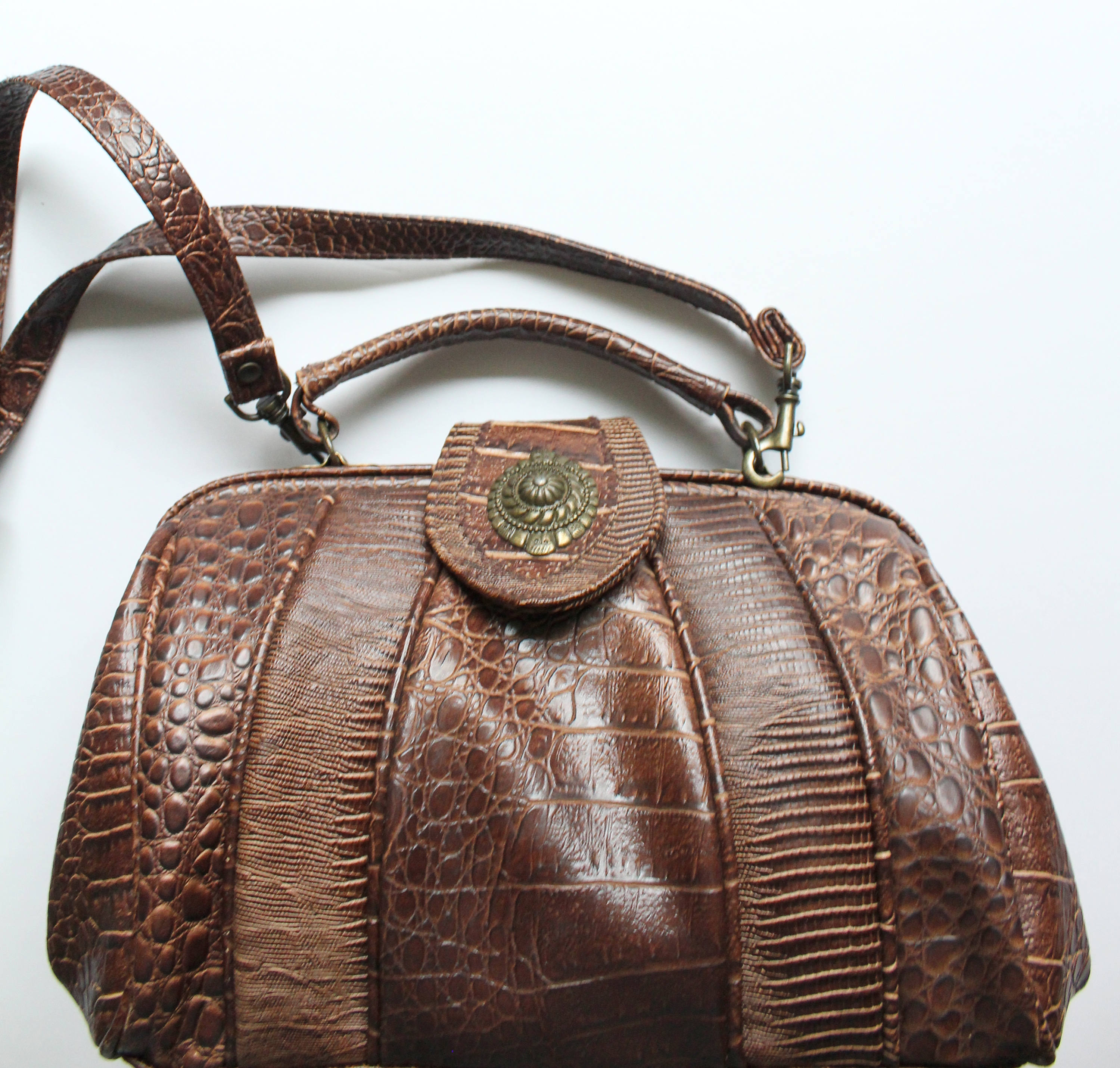 Sac Vintage Ripani Cuir Crocodile Médecin (doctor's Bag) - Neuf Avec Défauts, Couleur Marron Beige - Sac Rare Cartable