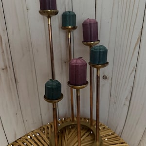 Vintage Graduated Cascading Brass Candelabra 6 Taper Candlestick Holder 1970s