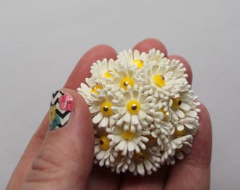 Vintage White Plastic Flower Bouquet Brooch 1950s