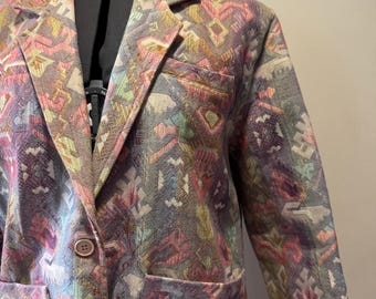 Vintage Serge Azar Paris blazer met geometrisch patroon, jaren 90