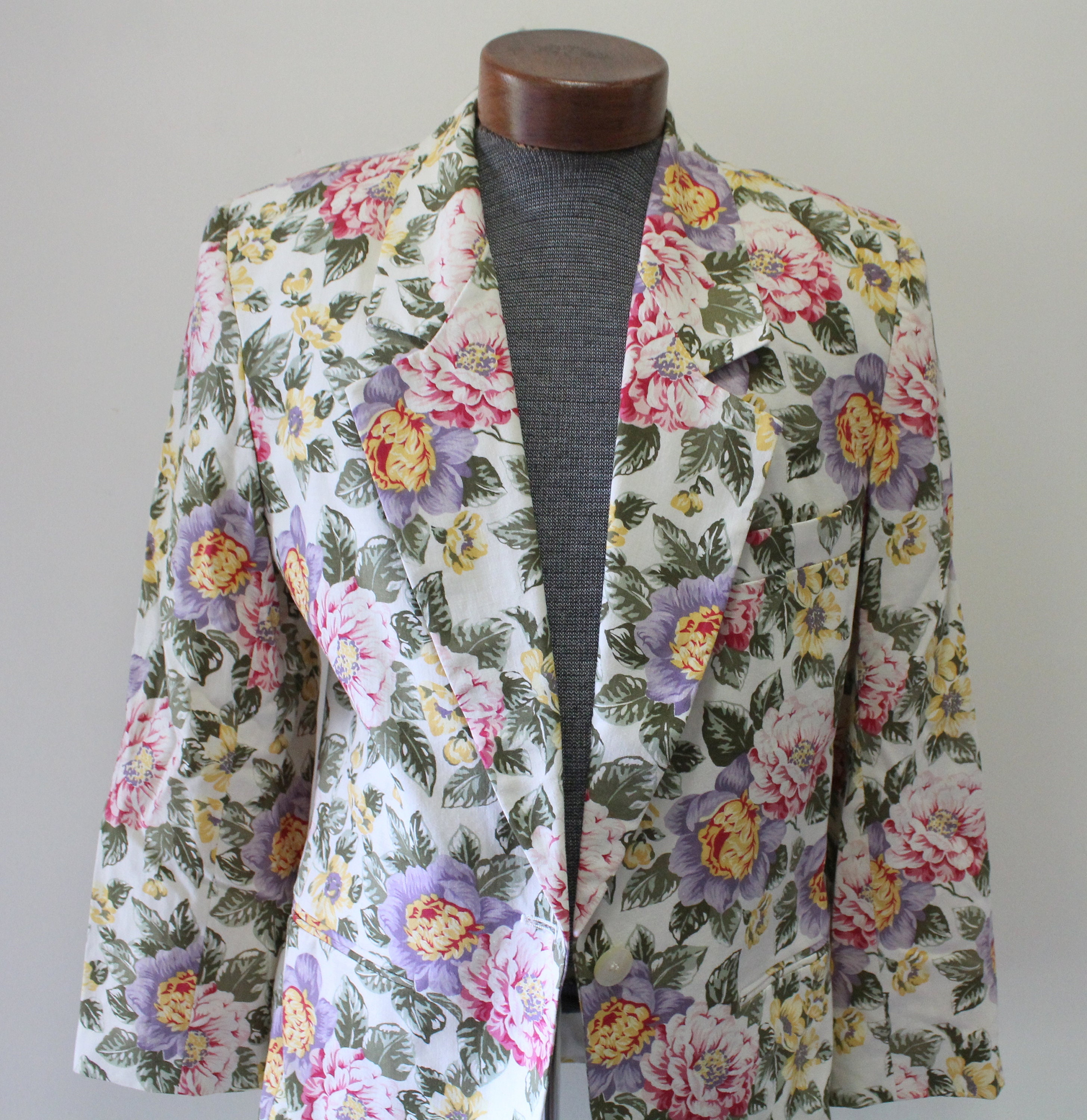 Vintage JH Collectibles Floral Pattern Linen Blazer Jacket | Etsy