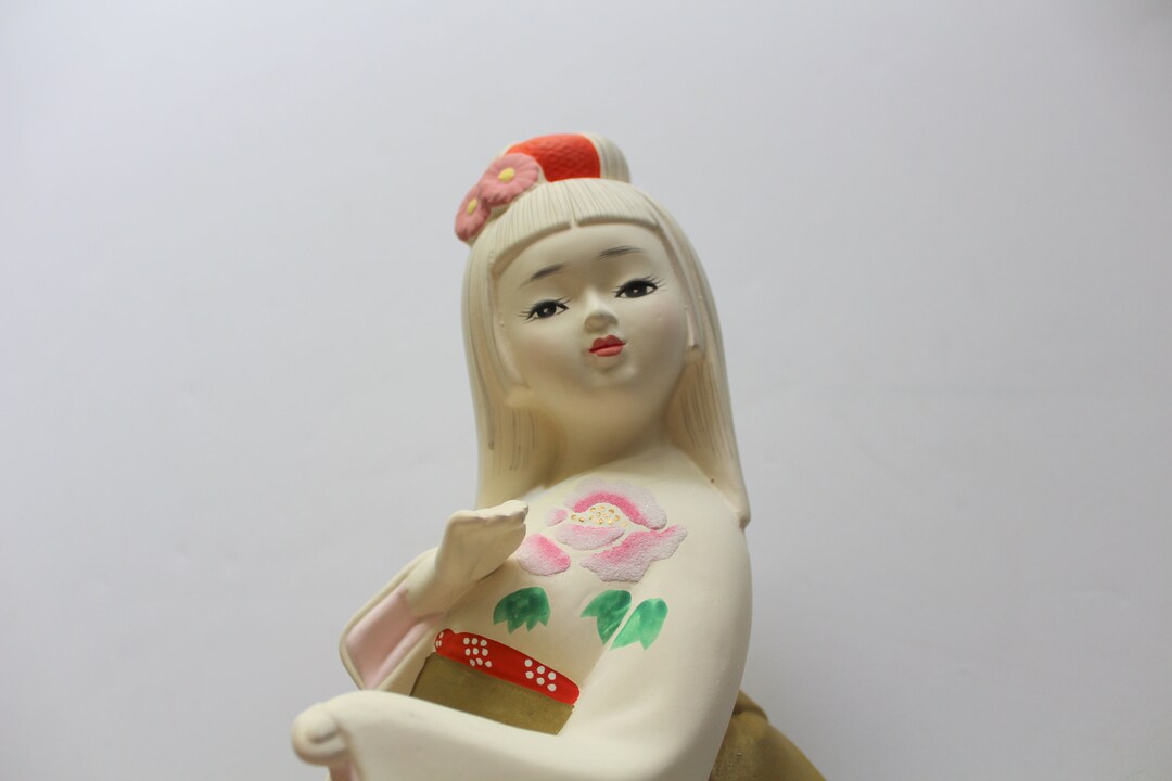 Vintage Japanese Hakata Geisha Doll Porcelain Bisque Statue Etsy