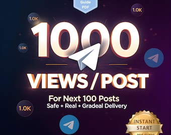 1000 visualizações de postagens no Telegram x 100 postagens futuras | Crescimento gradual real e seguro | Aumente o engajamento e a marca | Guia de crescimento do Telegram em PDF