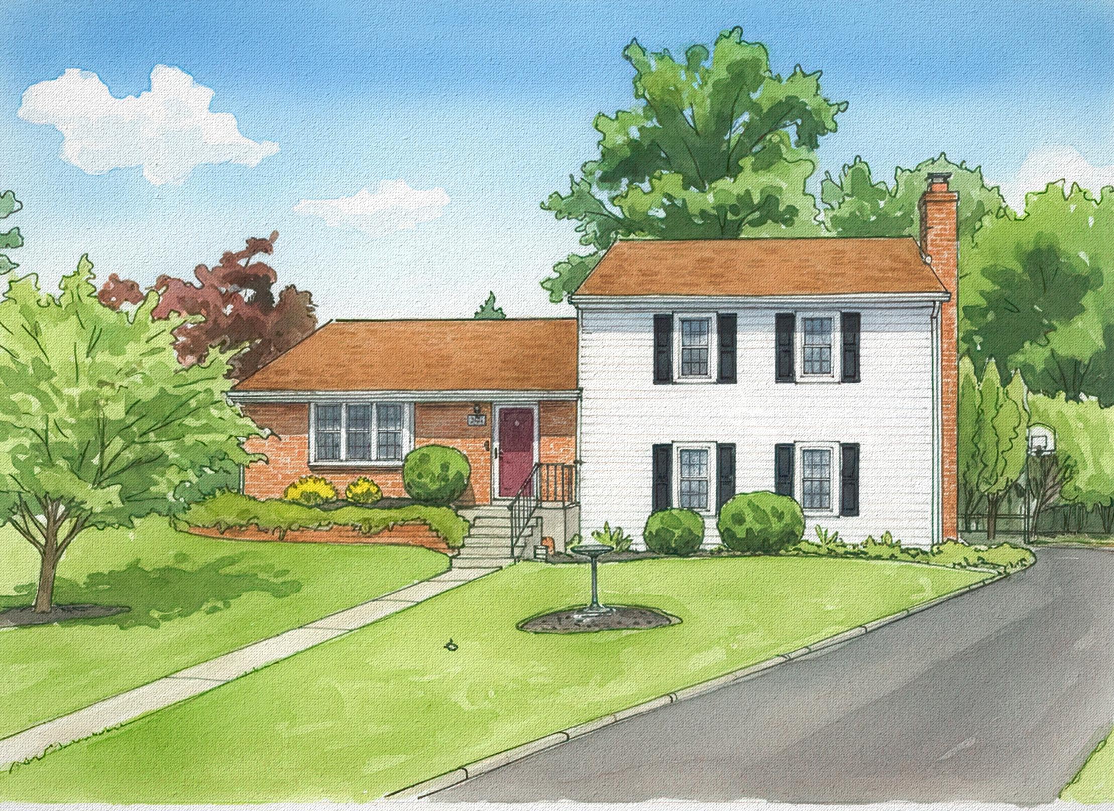 Custom House Portrait Watercolor | Personalized Home Painting | Hand ...