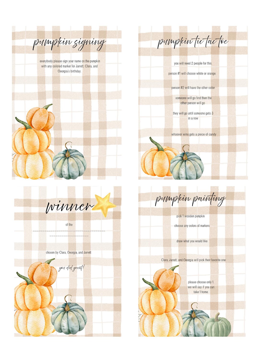 Digital Download of Fall Pumpkin Rules and Winner Page - Etsy