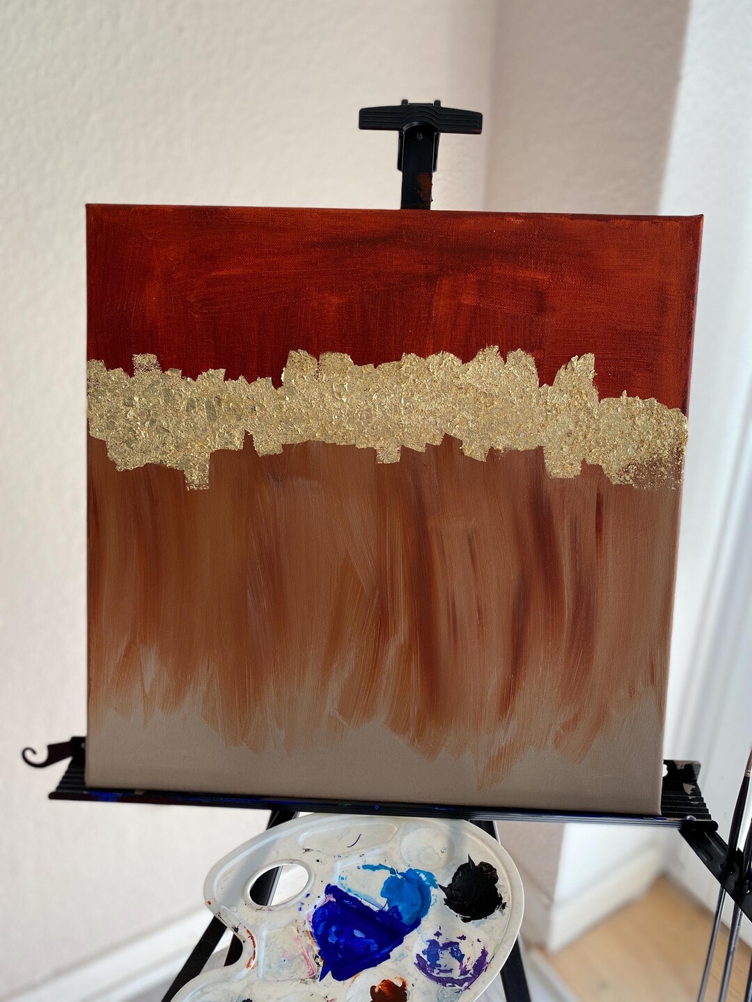 アクリル絵の具と金箔を使った抽象画 - Etsy 日本