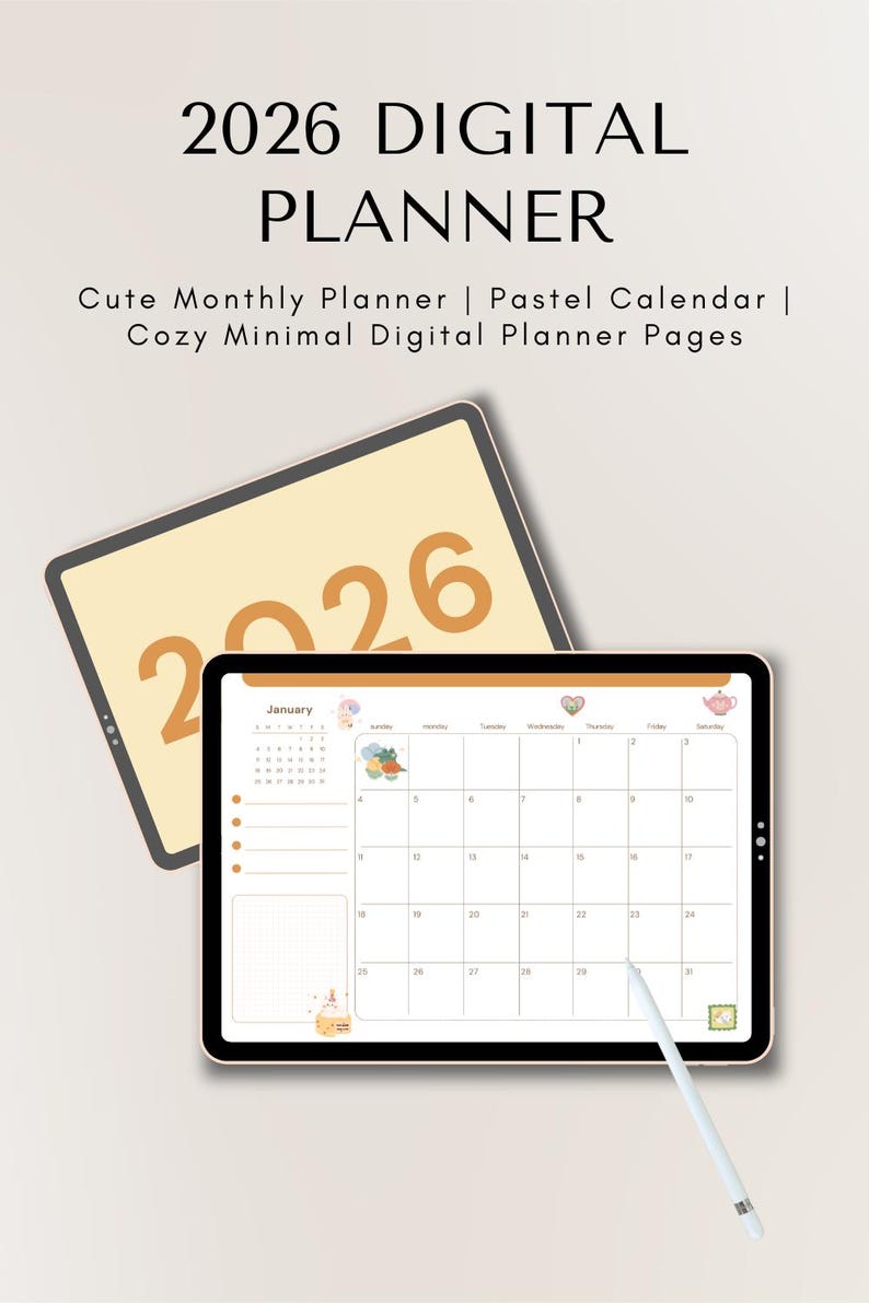 2026 Cute Monthly Planner Printable | Pastel Calendar | Cozy Minimal ...