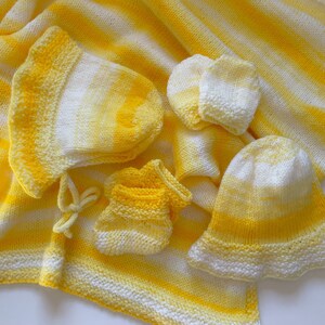 PDF Newborn Sun Bonnet Gift Set Knitting Pattern
