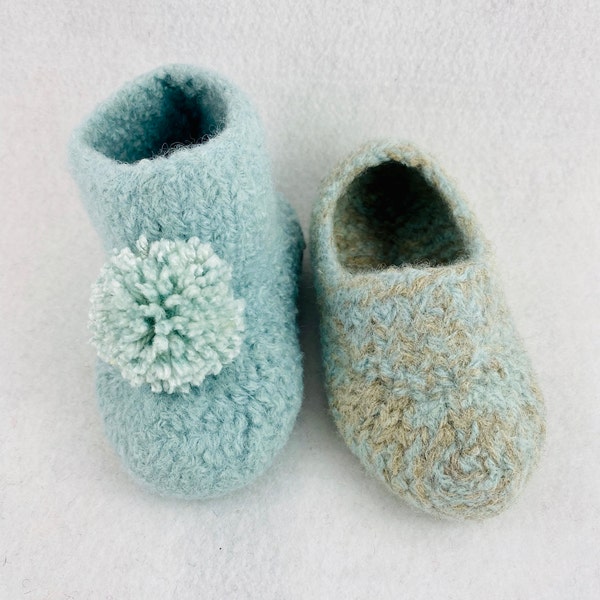 2 PDFs Toddler Felted Slippers & Felted Bootie Knit Wool Patterns