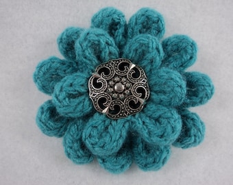 PDF 3" Flower Pin Pattern uses Knit & Crochet to Create