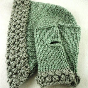 PDF Bobble Hoodie/Hat knitting pattern * sizes from Adult to child * includes PDF Adult matching fingerless gloves