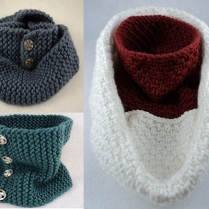 PDF 6 Chunky Neck Warmers Knit Pattern Deal image 1