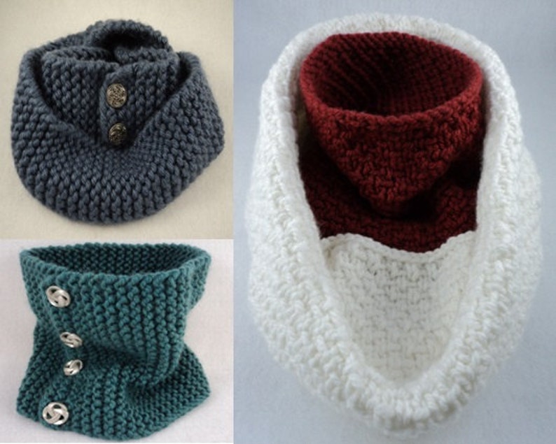 PDF 6 Chunky Neck Warmers Knit Pattern Deal image 1