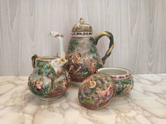 R，CAPODIMONTE  ITALY ポット R，CAPODIMONTE ITALY ポット