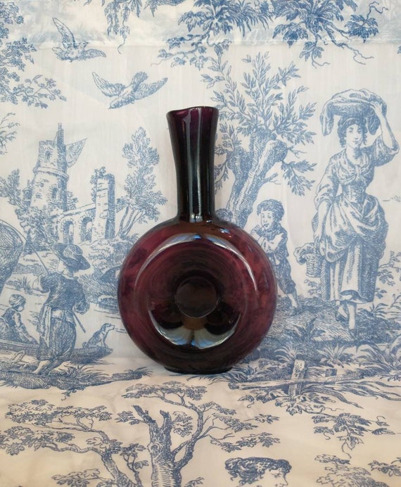Blenko Style Purple Amethyst Plum Donut Bottle Vase Etsy