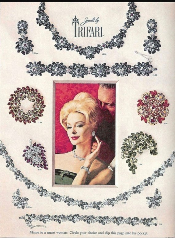 Crown Trifari "Contessa" Pendant - Necklace & Ear… - image 9