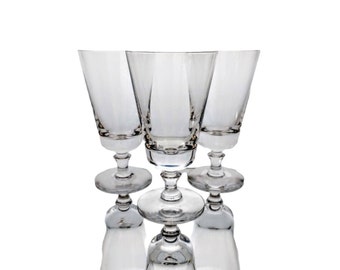 Set of 3 Fostoria "Jefferson" clear iced tea glasses. Heavy lead crystal. Stem pattern 6104, Produced between 1964 - 1972