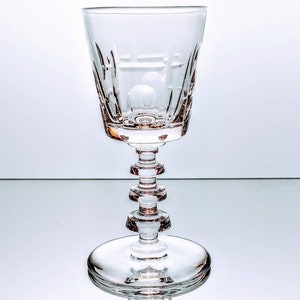 Rock Sharpe &quot;Rugby&quot;  Clear Crystal Water Goblet, Chalice Horizontal Vertical Cross Cuts, Oval Thumbprint Stacked 3 Wafer Stem #1002 Wine