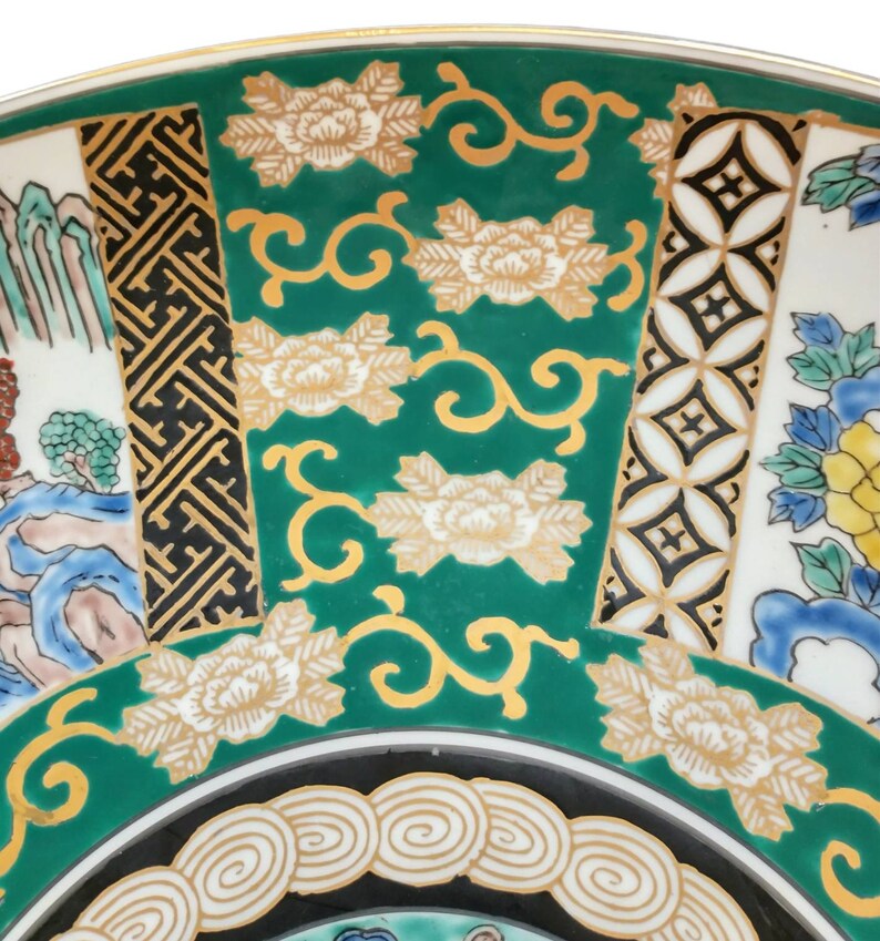 HUGE 18 Gold Imari Decorative Wall Plate, Platter, Hand Painted, Dragon, Pheasants, Phoenix, Flowers, Platter, Circa 1950s image 7