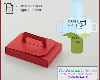 Flat Carry Box, Teplate, Paper Bag, Gift Box, File Bag Svg, Canva Box Template, Party Favor Box svg, pdf, png, jpg, ai, silhouette, cricut