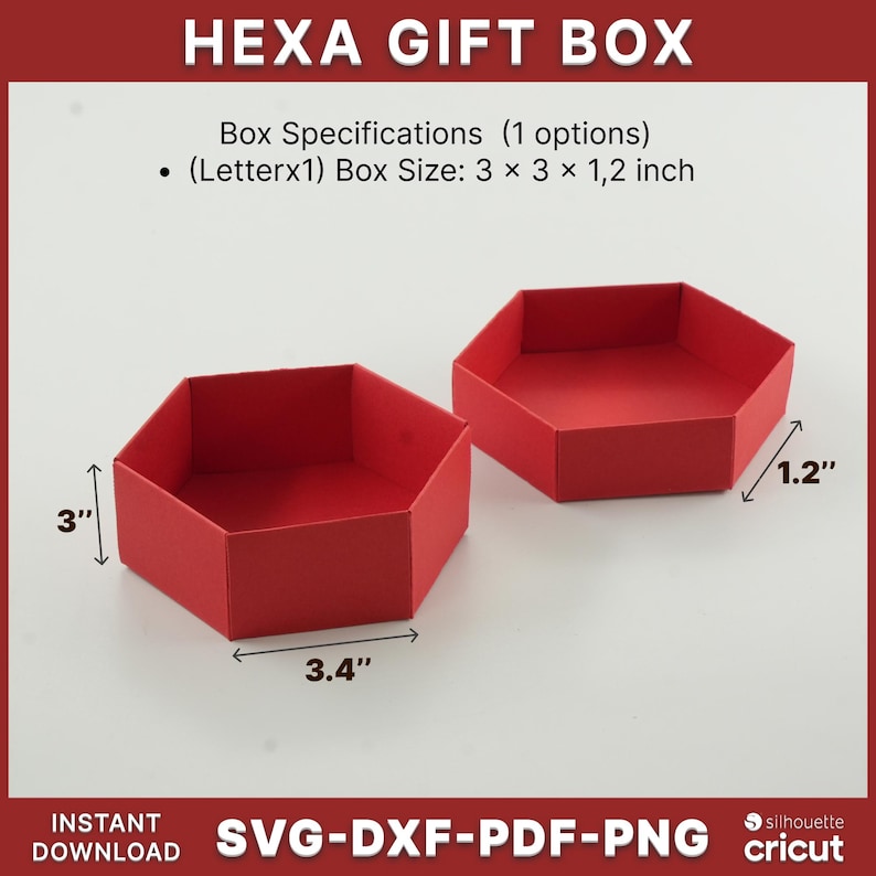 Hexa Box Hexa Gift Box Template: SVG, PNG, PDF, Cricut, Silhouette Files - Etsy