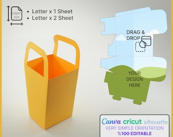Flower Bag Box, Teplate, Paper Bag, Gift Box, File Bag Svg, Canva Box Template, Party Favor Box svg, pdf, png, jpg, ai, silhouette, cricut