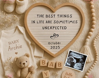 Editable Unexpected Pregnancy Reveal | Neutral Funny Baby Announcement Template | Digital Pregnancy Announcement for Instagram & Facebook