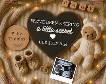 Boho Bear Pregnancy Announcement Template | Neutral Baby Reveal for Social Media | Editable Digital Download for Instagram & Facebook