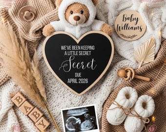 Anuncio de embarazo de abril de 2026, plantilla bohemia para revelar un bebé, anuncio de embarazo neutral y editable, anuncio de bebé de abril para redes sociales